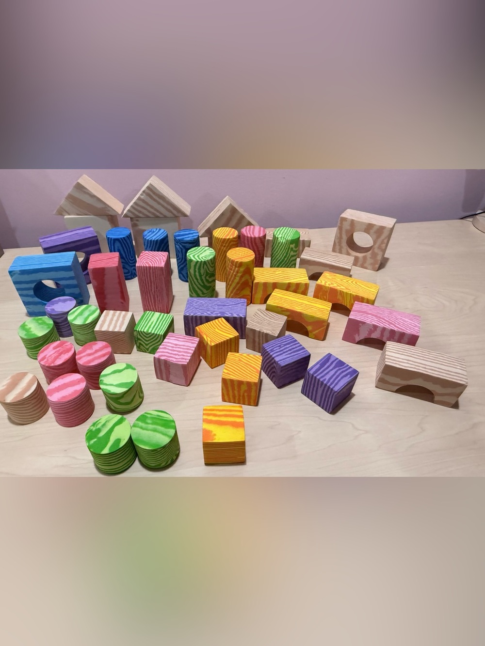 Colorful foam building blocks, just a few scratches or chewed marks (see pics)